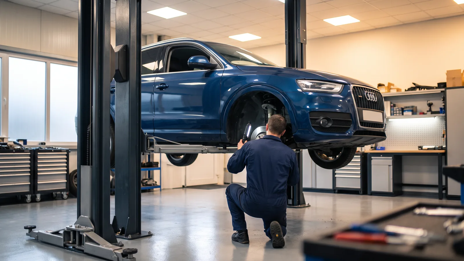 Audi Q3 в автосервисе — иллюстрация