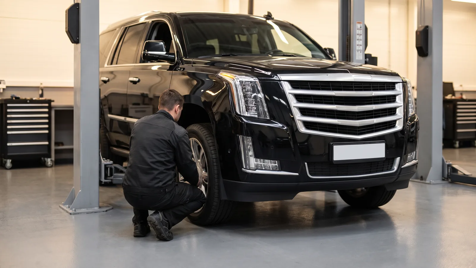 Cadillac Escalade в автосервисе — иллюстрация