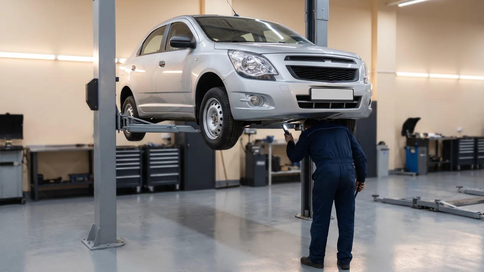 Chevrolet Cobalt в автосервисе — иллюстрация