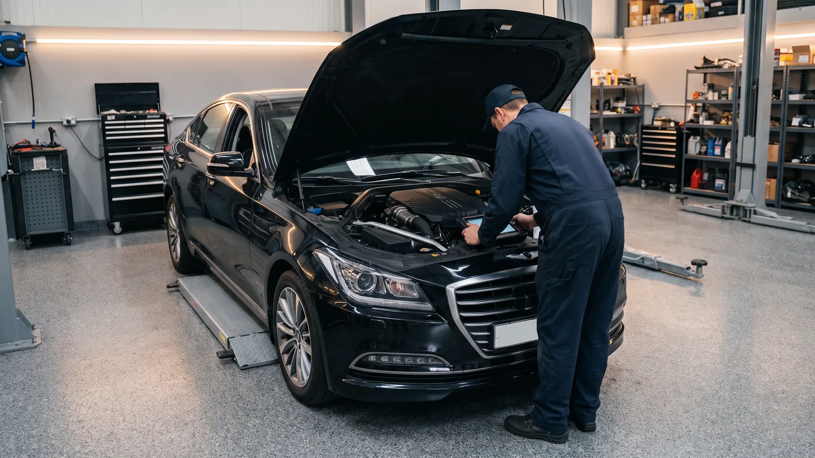 Genesis G80 в автосервисе — иллюстрация