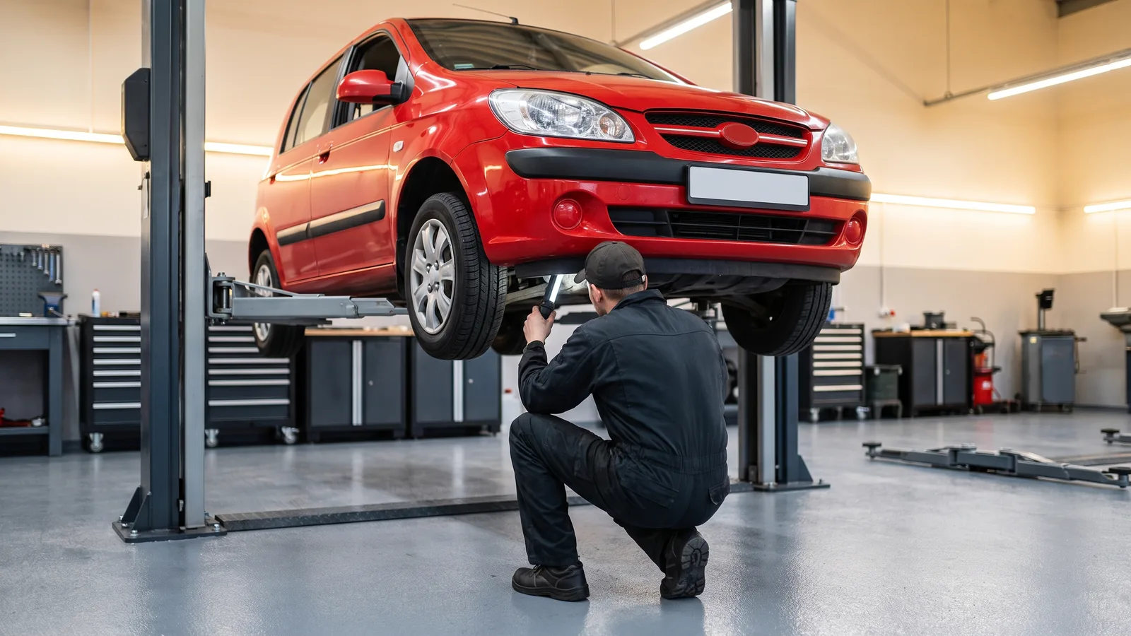 Hyundai Getz в автосервисе — иллюстрация