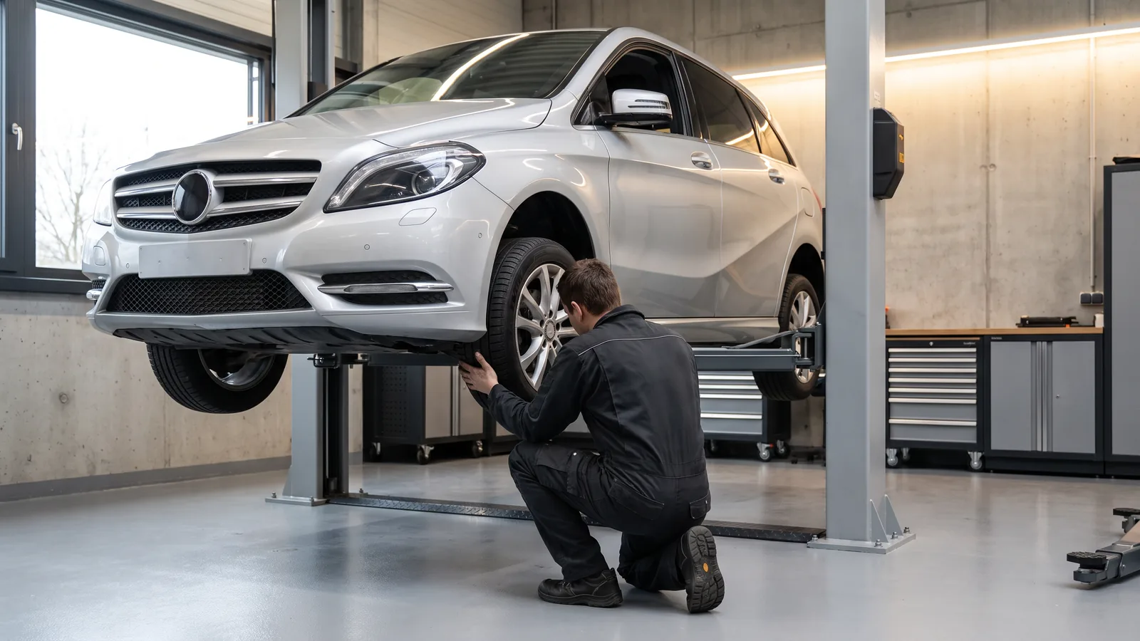Mercedes-Benz B-Класс в автосервисе — иллюстрация