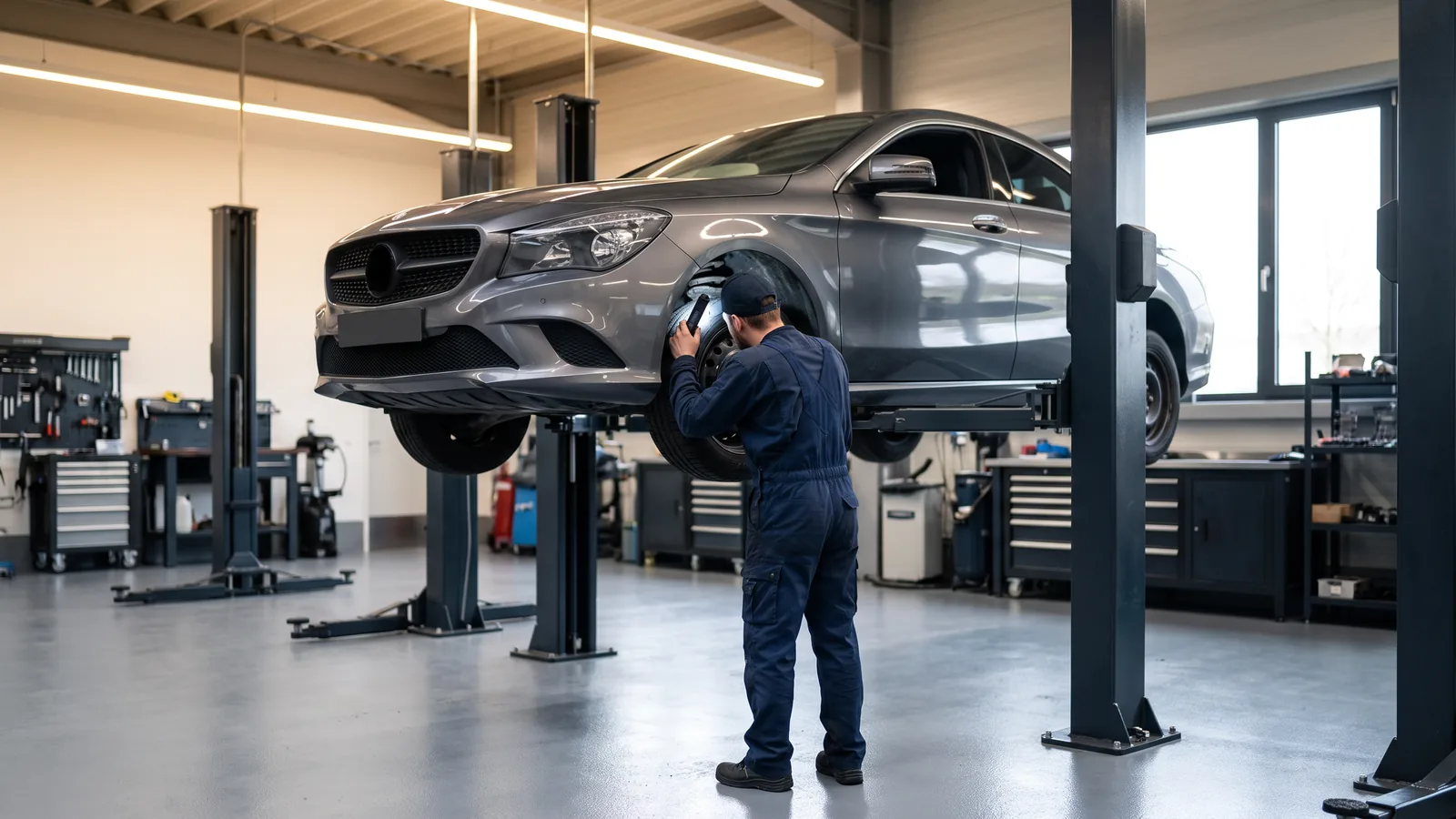 Mercedes-Benz CLA в автосервисе — иллюстрация
