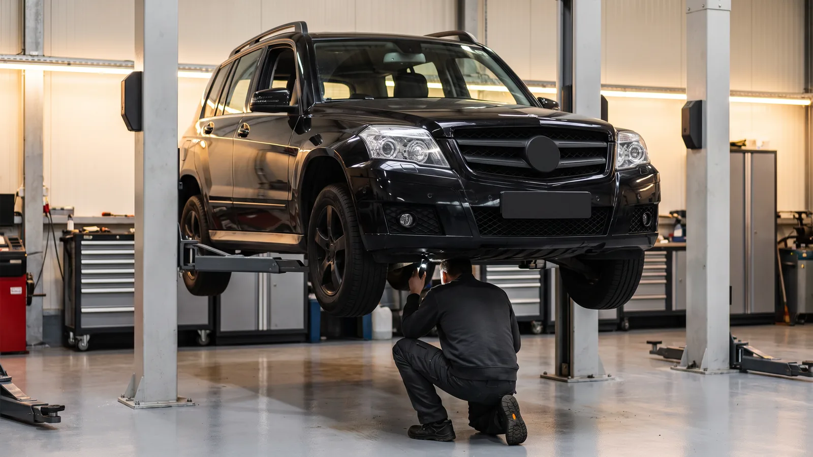 Mercedes-Benz GLK в автосервисе — иллюстрация