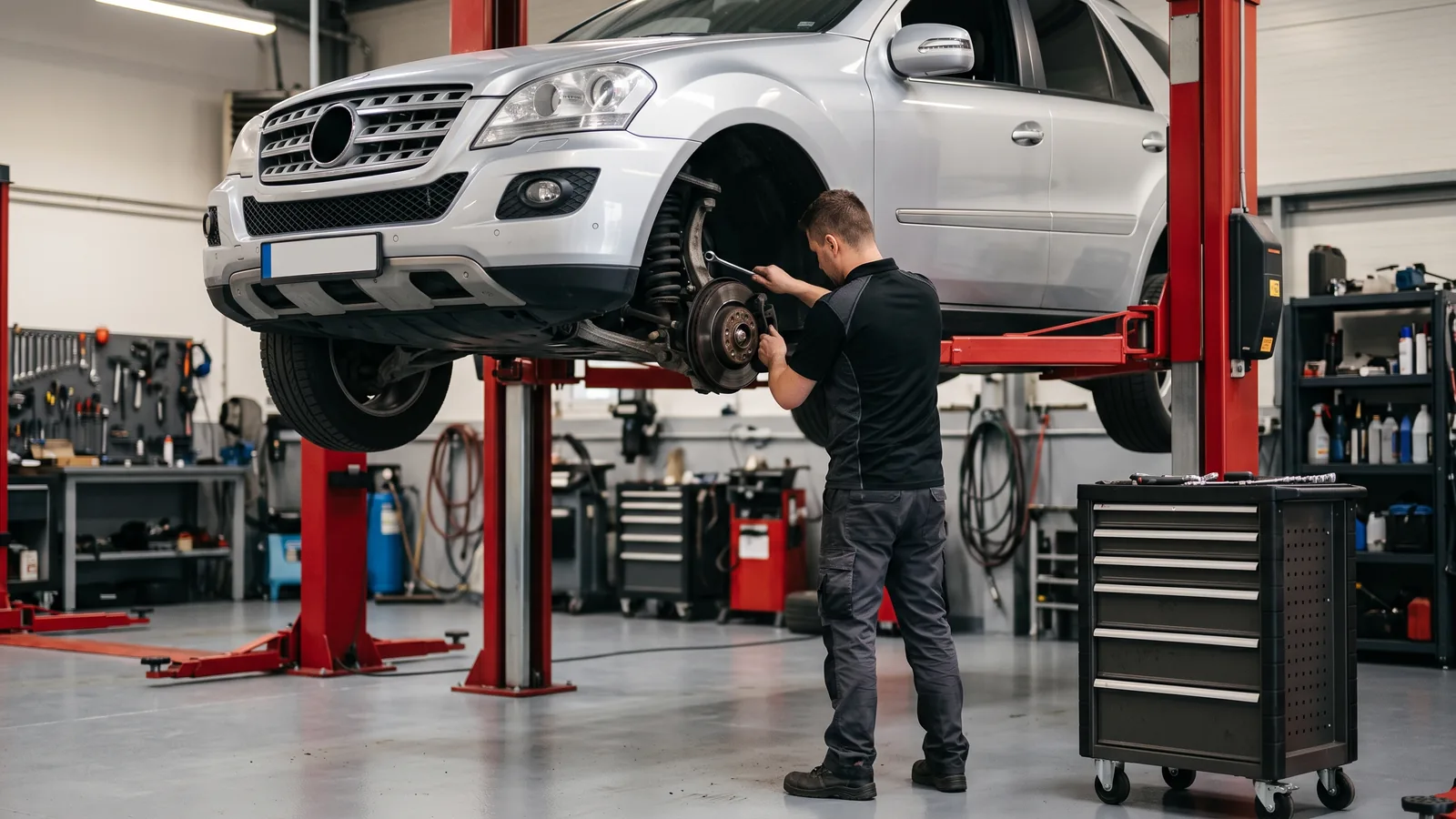 Mercedes-Benz ML в автосервисе — иллюстрация