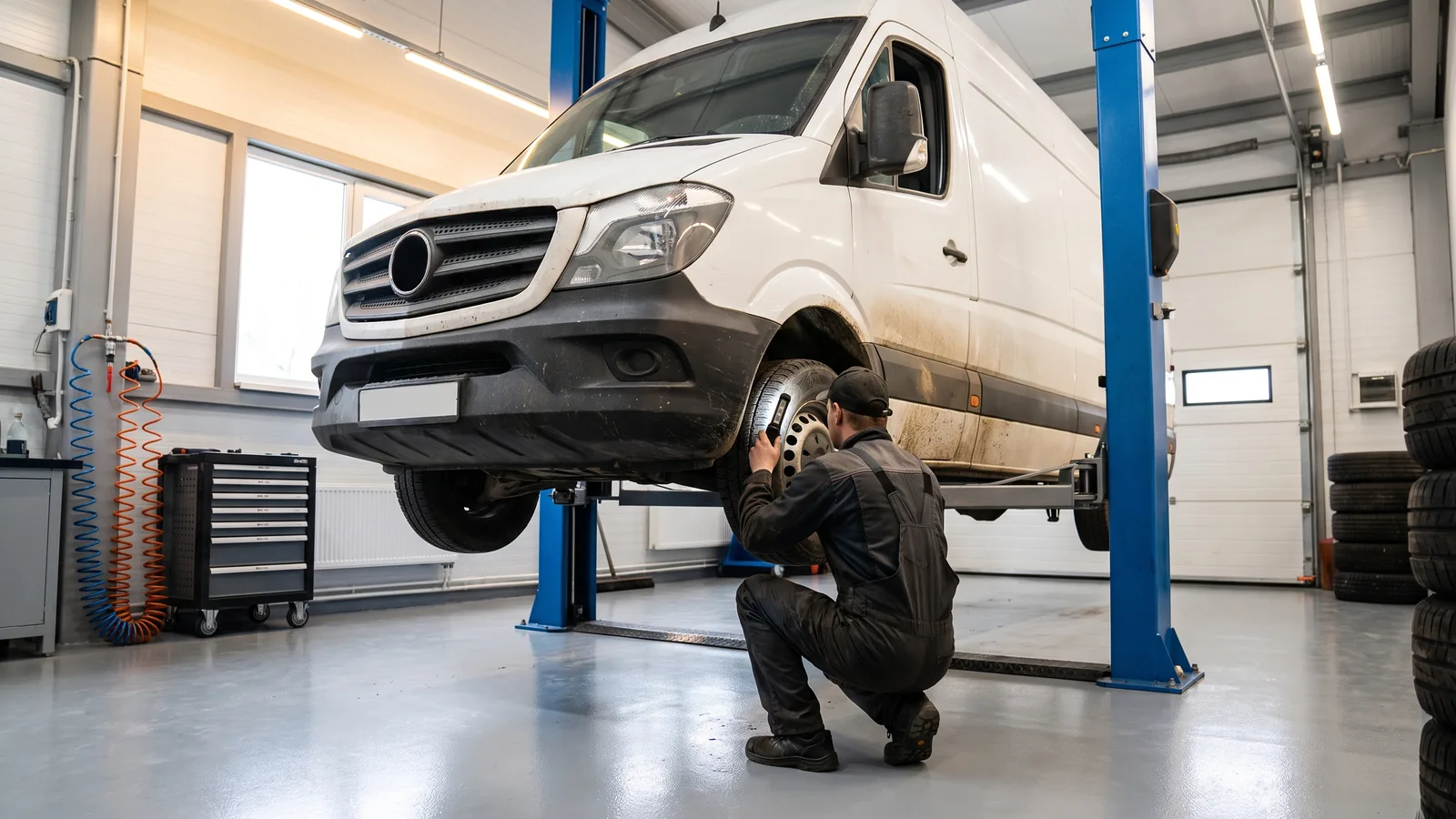 Mercedes-Benz Sprinter в автосервисе — иллюстрация