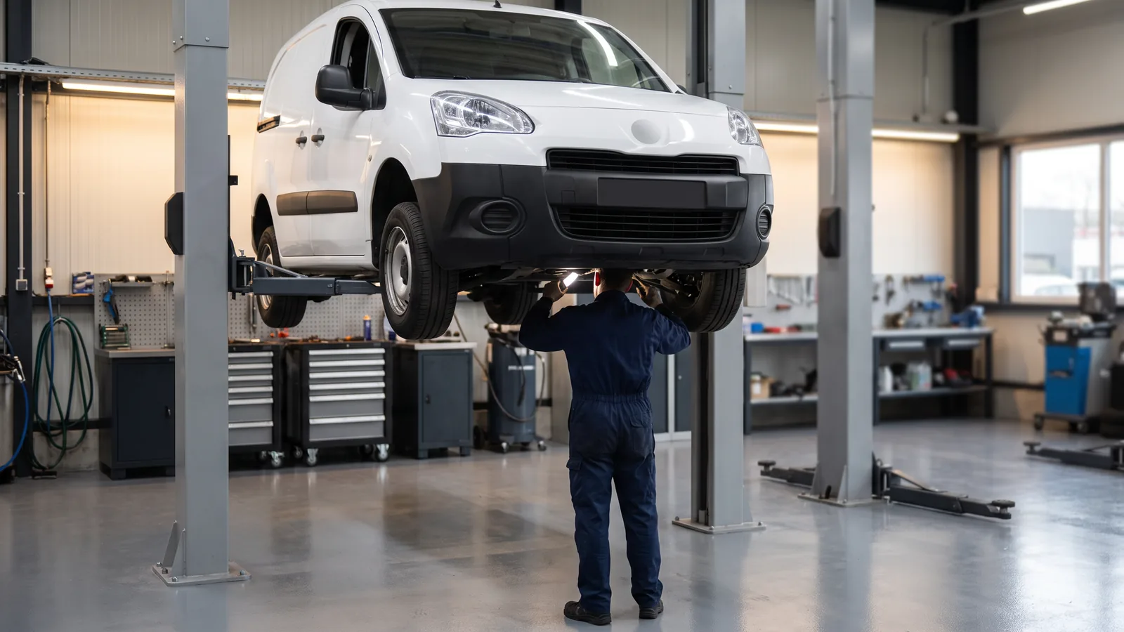 Peugeot Partner в автосервисе — иллюстрация