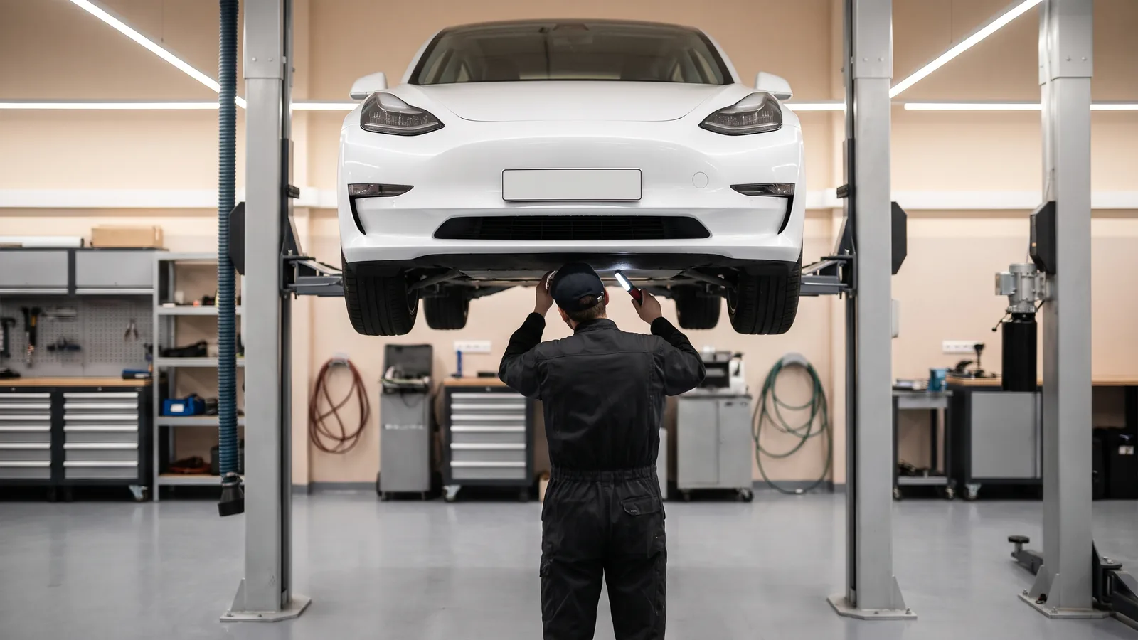 Tesla Model 3 в автосервисе — иллюстрация