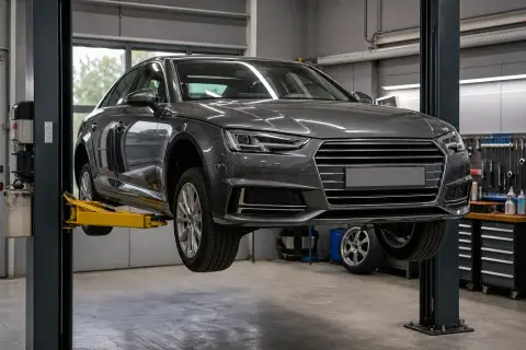 Audi A4 в автосервисе — иллюстрация