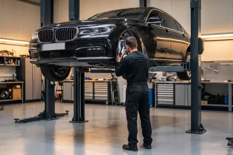 BMW 7 Series в автосервисе — иллюстрация