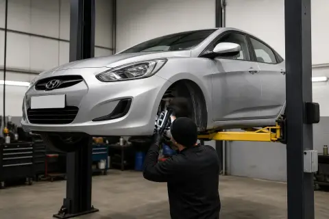 Hyundai Accent в автосервисе — иллюстрация