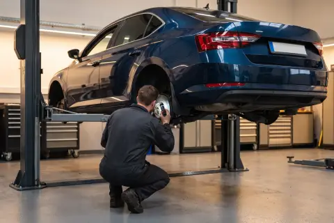 Skoda Superb в автосервисе — иллюстрация