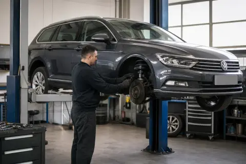 Volkswagen Passat в автосервисе — иллюстрация