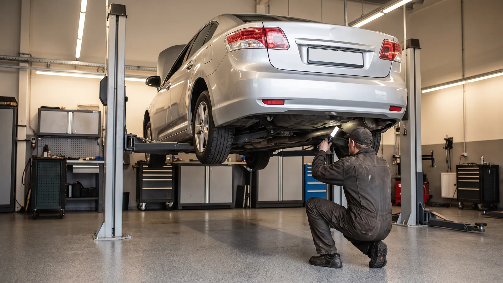 Toyota Avensis в автосервисе — иллюстрация