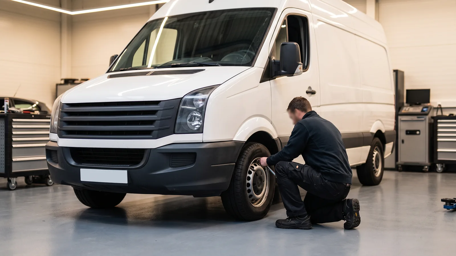 Volkswagen Crafter в автосервисе — иллюстрация